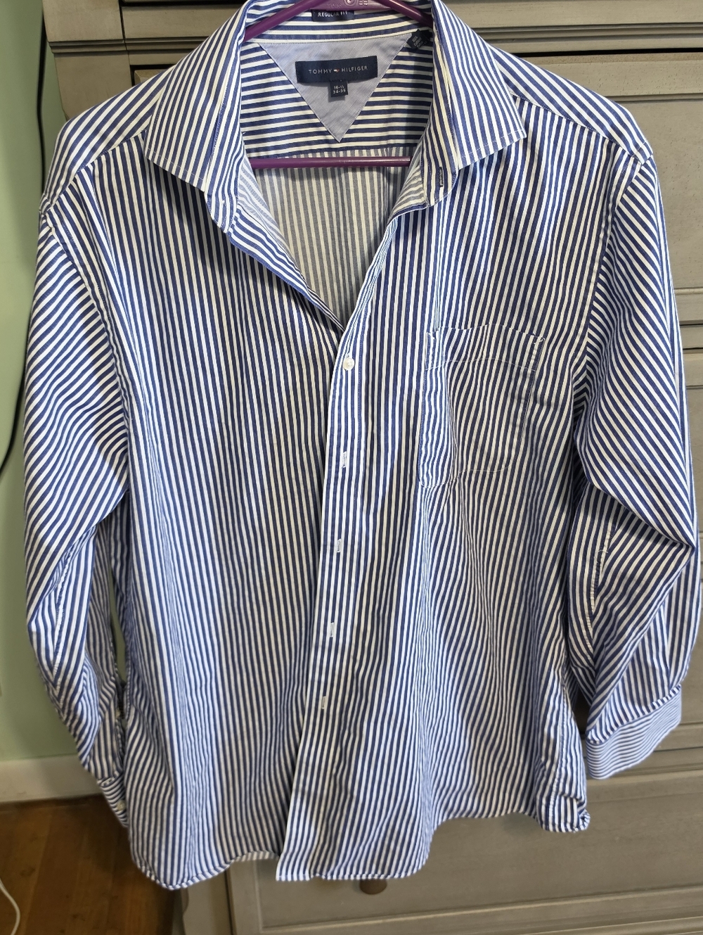 Tommy Hilfiger Classic Blue Stripe Men's Dress Shirt